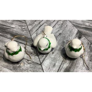 3 Vintage Fitz And Floyd Ceramic White Dove Ornament Hand Painted
